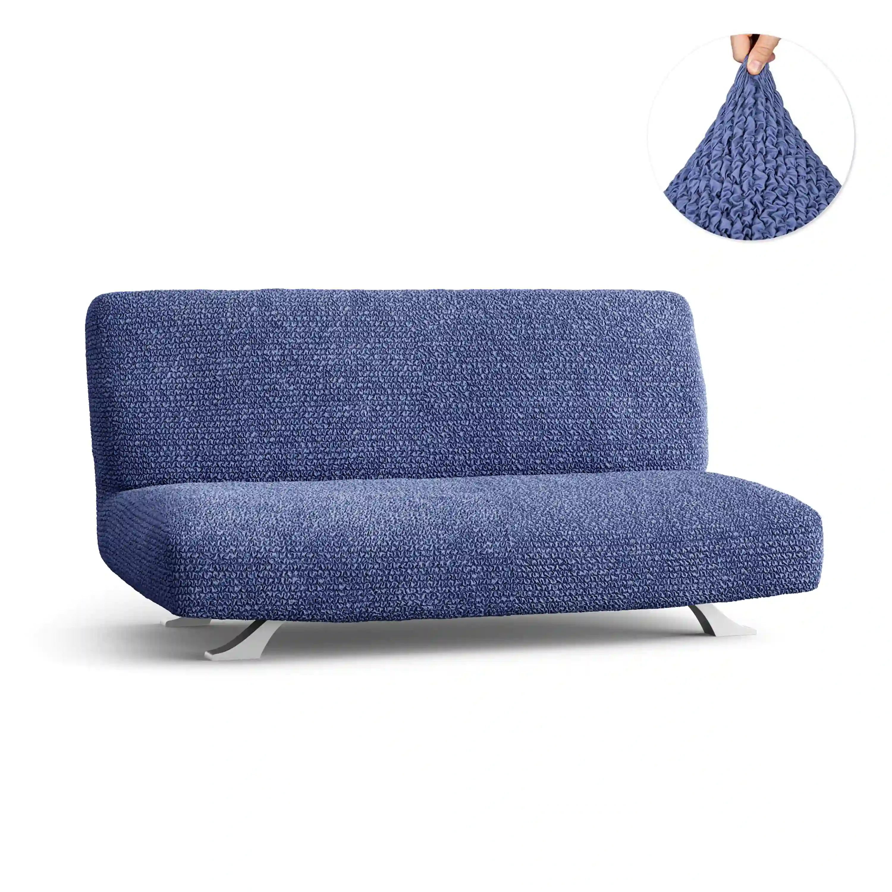 Futon Armless Sofa Bed Slipcover - Blue, Microfibra